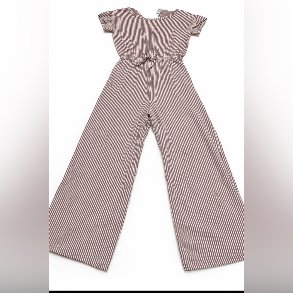 Lily Bleu Striped Tan Jumpsuit for Kids